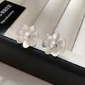 Niche style atmosphere retrostereo handmade brushed flower sunflower men's and women's earrings thick silver high quality earrings