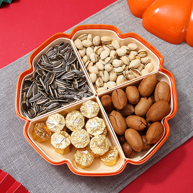 Guofeng Candy Box Snack Storage Box with Lid Creative Grid Box Living Room Chinese New Year Household Dried Fruit Box Nut Plate