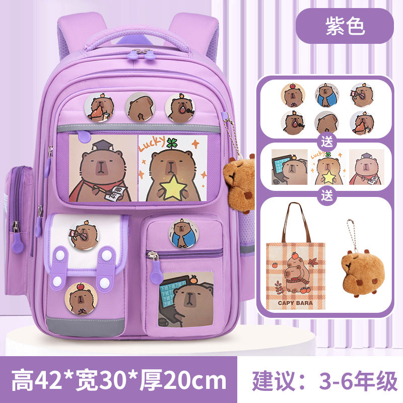 Kapibara new primary school bag, men's and women's 1-3-6 grades, light spine protection, large-capacity children's backpack