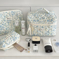 Rustic floral makeup bag - large capacity cosmetic organizer, portable handheld toiletry bag, makeup pouch for students
