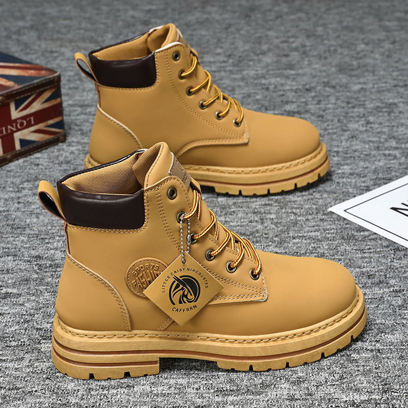 Boots men's shoes autumn winternew arrivalhigh topworkwear boots british style k-stylefashioneasiest for matchthick soleboots