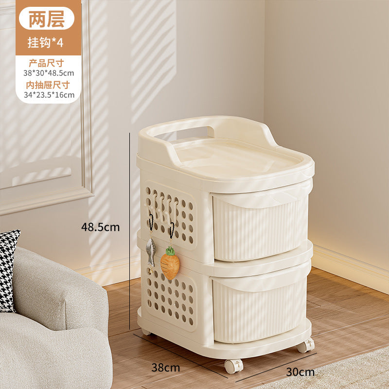 Stroller Baby Products Shelf Home Living Room Movable Large Capacity Storage Rack Layered Drawer Snack Cabinet