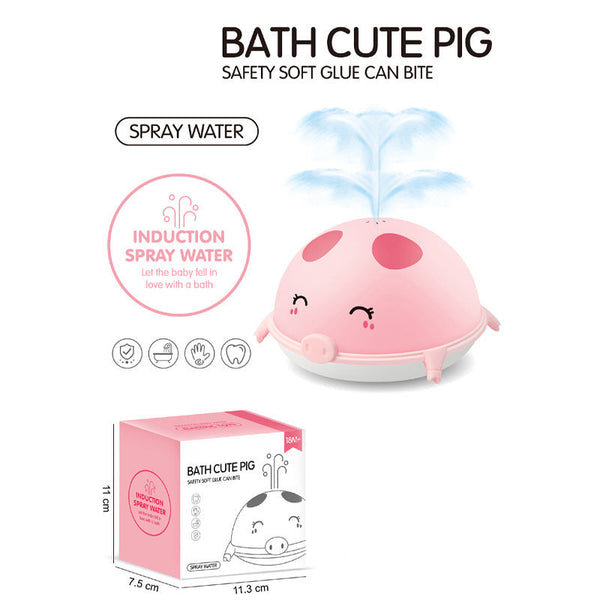 Cross-border export of children's baby bath toys, electric water play induction spray bathroom, small pink pig girl toys