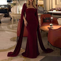 summer new arrival:  cross-border fashion, european & american style, high-end shawl sleeve, cinched waist mermaid dress