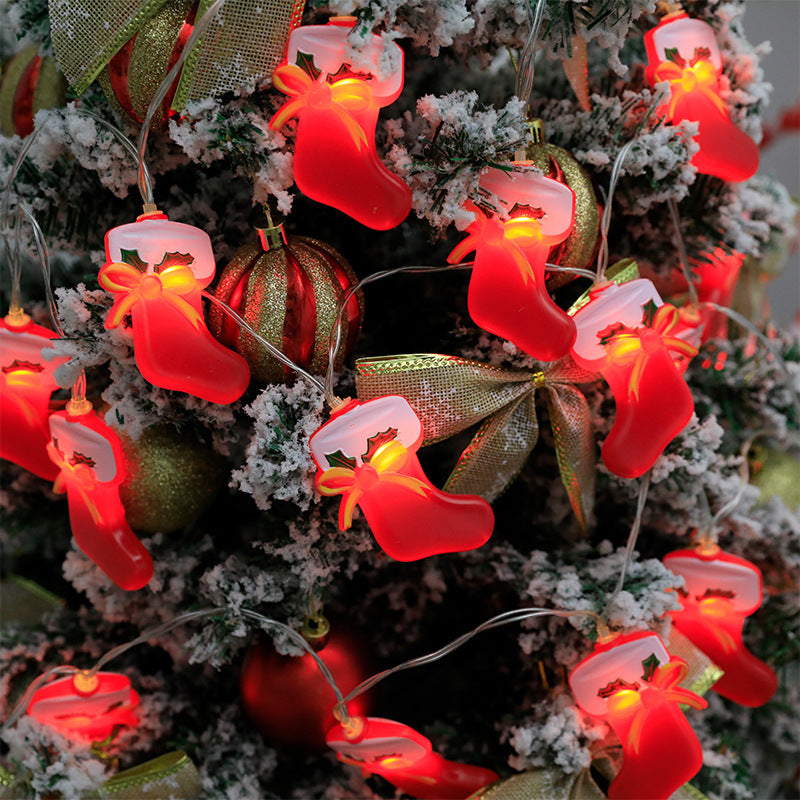 Christmas party led small lights, Christmas stockings, hats, bells, money bags, decorative lights string, battery box string lights