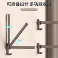 No-drill clothes hanging rod - space-saving wall-mounted garment rack for home & balcony, with multi-purpose hooks