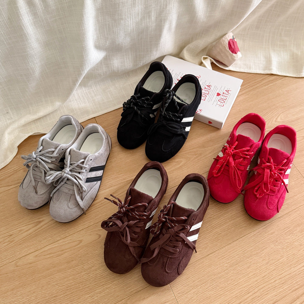 Suede flats german training shoes women's 2026 new arrivalautum women's shoes best selling easiest for match agan shoes sports casual sneakers