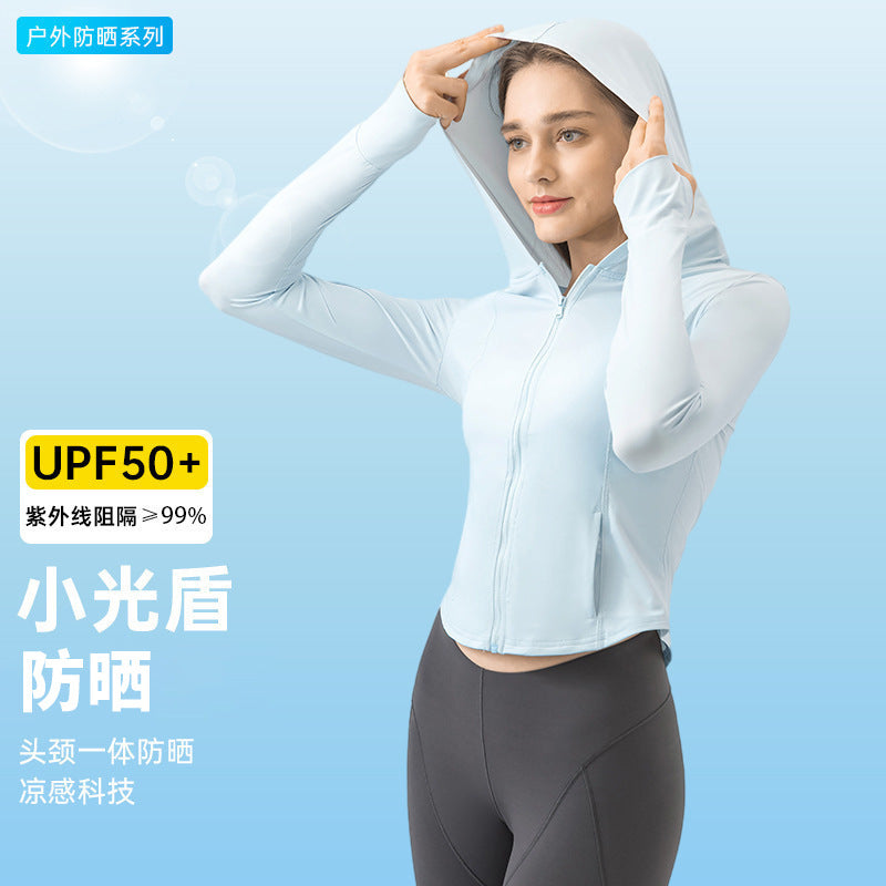 Summer outdoor sun protection clothing for women new arrival hooded sports uv protection outwearupf50+ sun protection clothing dss095