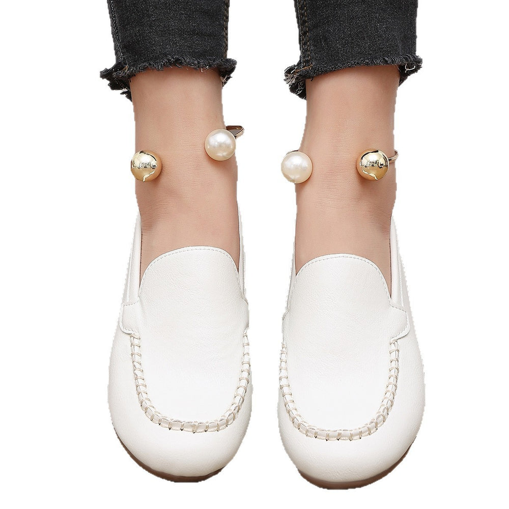 women's plus size round toe loafers - leather slip-ons, versatile casual moccasins
