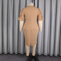 summer new arrival: khaki short-sleeve a-line dress with ruffle trim and decorative buttons - slim-fit, bodycon, and perfect for work