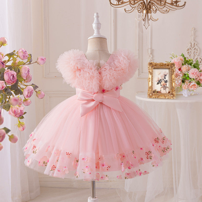 New arrival cross-border kids performance dress lace princess skirt festival tutu skirt gauze skirt first birthday dress performance costume