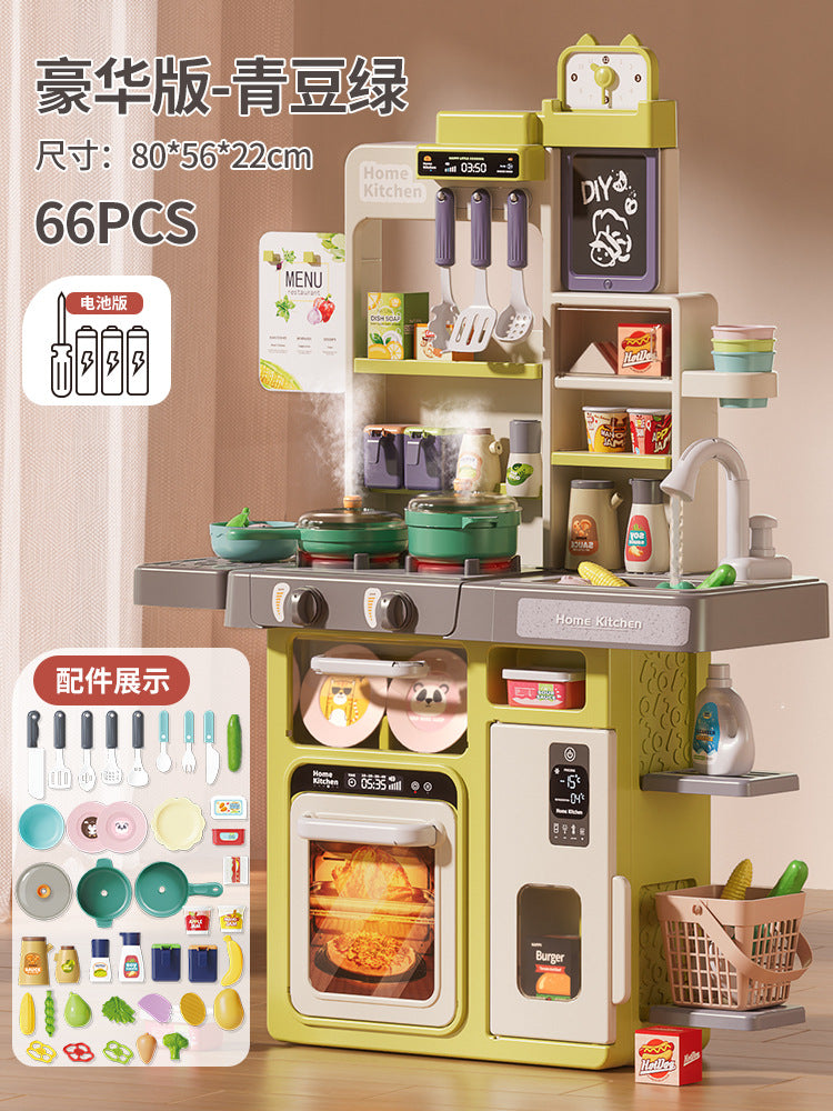 Kids' pretend play kitchen toy set - spraying water, cooking, and kitchenware - birthday gift for boys and girls - new cross-border product
