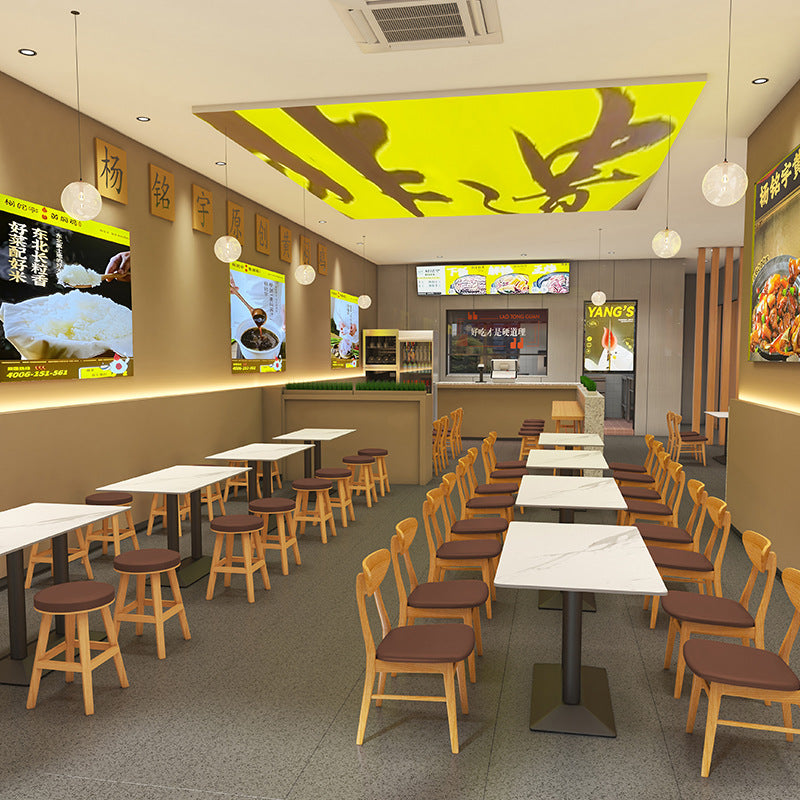 Commercial slate dining table simple outdoor table bar milk tea fast food restaurant canteen rectangular table apartment negotiation table and chair