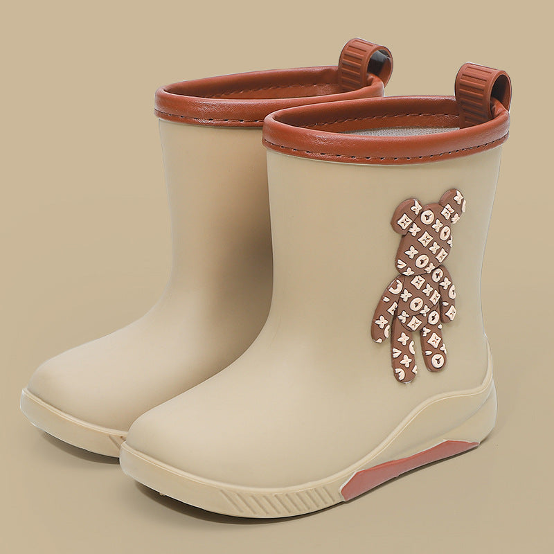 2024 new children's bear rain boots, unisex kids' rain boots, non-slip waterproof baby cartoon student water shoes wholesale