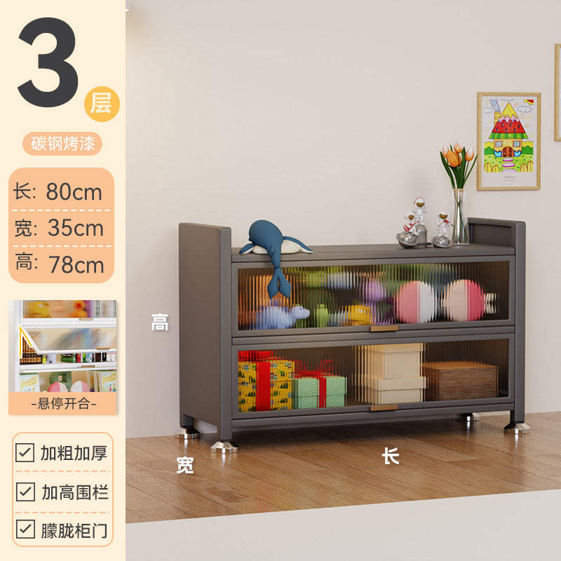 Steel bookcase with door Children's bookshelf Dust-proof locker Household display cabinet Bedroom floor rack Storage cabinet