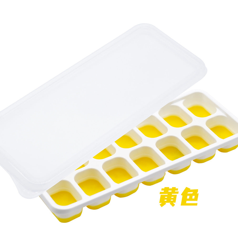 14-cavity square ice cube tray with lid - silicone soft base, easy release, diy ice mold kit