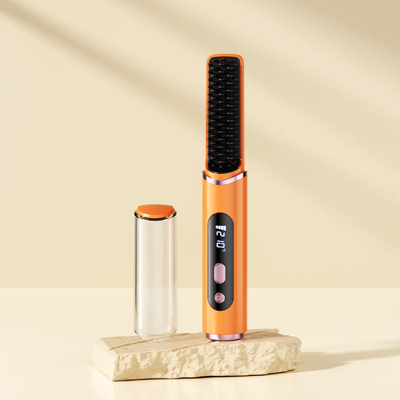 Wireless mini rechargeable hair straightening comb usb model cross-border negative ion portable hair straightening cold air curling comb does not hurt hair