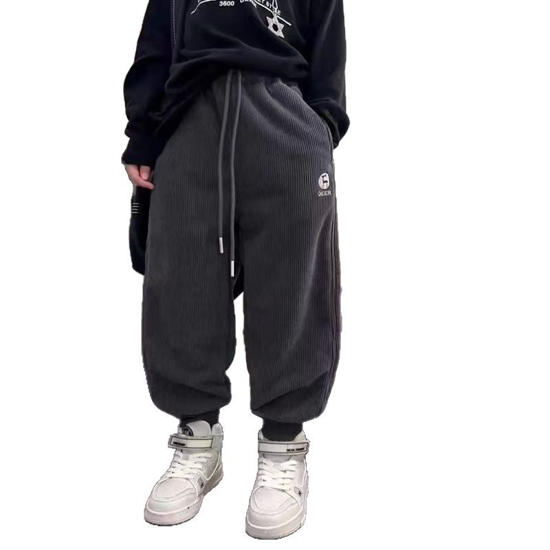 youthwinternew arrivalfleece-linedthickened shrinkable sweatpants thickened imitation rabbit fur one-piece winter kids pants
