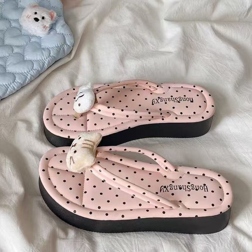 New 3.5cm platform wedge heel catfish flip-flops for women - summer beach anti-slip breathable thong sandals wholesale