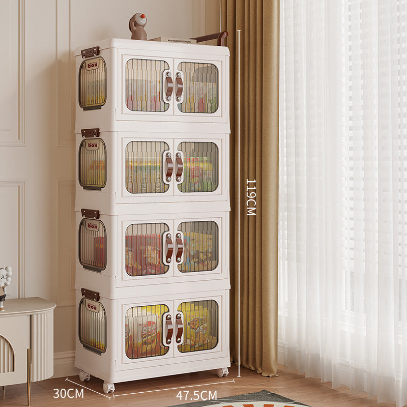 Xinle, light luxury cream wind cart storage cabinet, installation-free storage cabinet, double door multi-layer thickened storage box