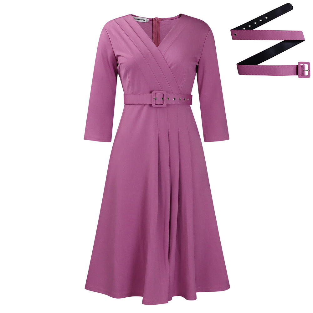 D507  foreign trade women's new v-neck fashionable elegant pleated stretch elegant african dress