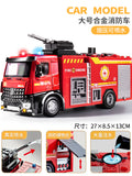 Kids' large fire truck toy - boy's alloy firefighter car with water spray, sprinkler, ladder, and rescue functions