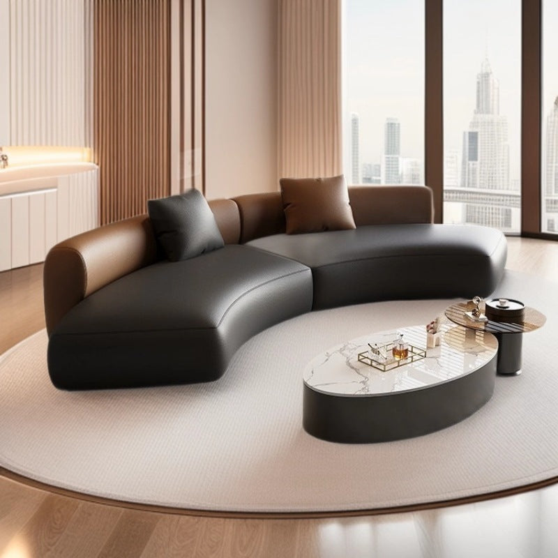 Italian light luxury straight-row curved sofa coffee table hotel lobby seating area large apartment reception sofa table and chair set