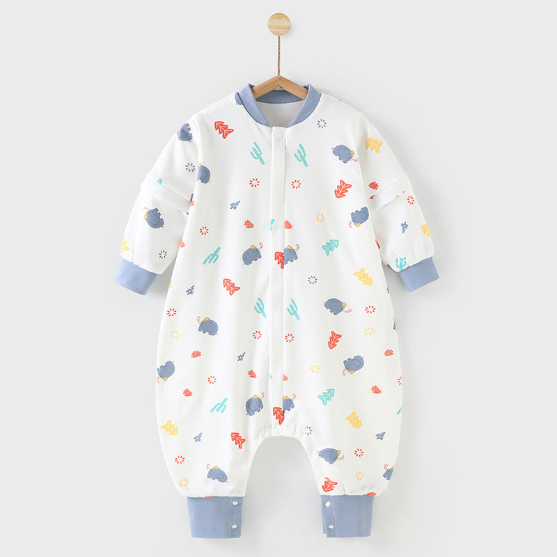Baby pure cotton sleeping bag with split legs and anti-kicking quilt kids constant temperature baby one-piece pajamas all year round style small and medium-sized children sleeping bag