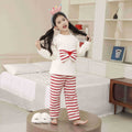 Girls' sweet bowknot pajama set for toddlers and big kids - new autumn/winter warm half-fleece loungewear