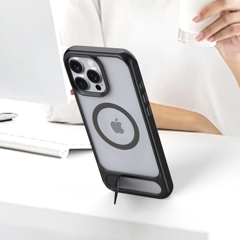 hot-selling skin-feeling magnetic phone case for iphone 16 pro max, apple 15 oblique square stand phone case