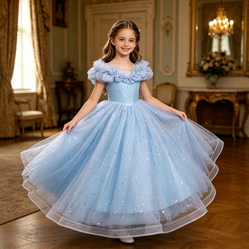 fashion stylegirl dresslength flower girl wedding dress catwalk piano performance clothingexport wholesalein stock