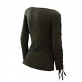 autumn fashion top: harajuku-style, solid color, trendy, hollow-out long sleeve tee - cross-border apparel