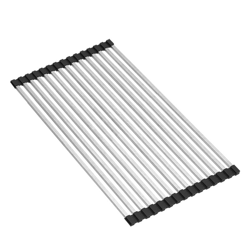 Stainless Steel Drain Rack Kitchen Shelf Roller Shutter Sink Drain Roller Shutter Folding Dishwasher Dish Storage Rack