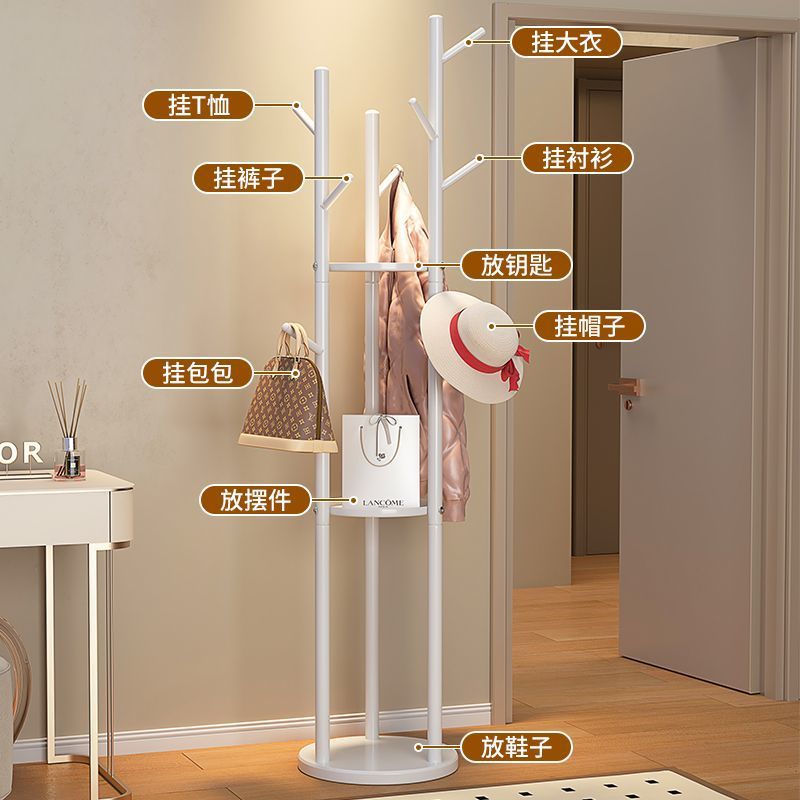 Three-pole bedroom hanging clothes rack, floor-standing coat rack, accessible luxury marble iron art, does not take up space, room clothes rack