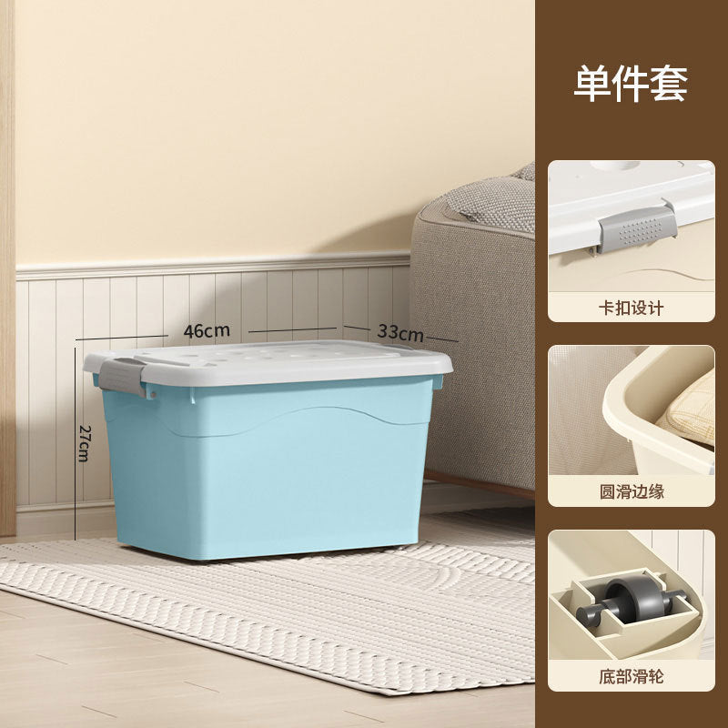 New Plastic Storage Box Cream Wind Large Capacity Extra Large Household Student Books Clothes Quilts Household Organizing Box