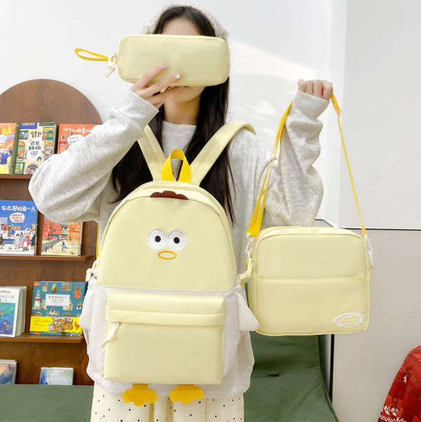 Primary and secondary school students schoolbag Japanese cartoon women's shoulder bag cute soft cute chicken foreign style girl schoolbag pencil case