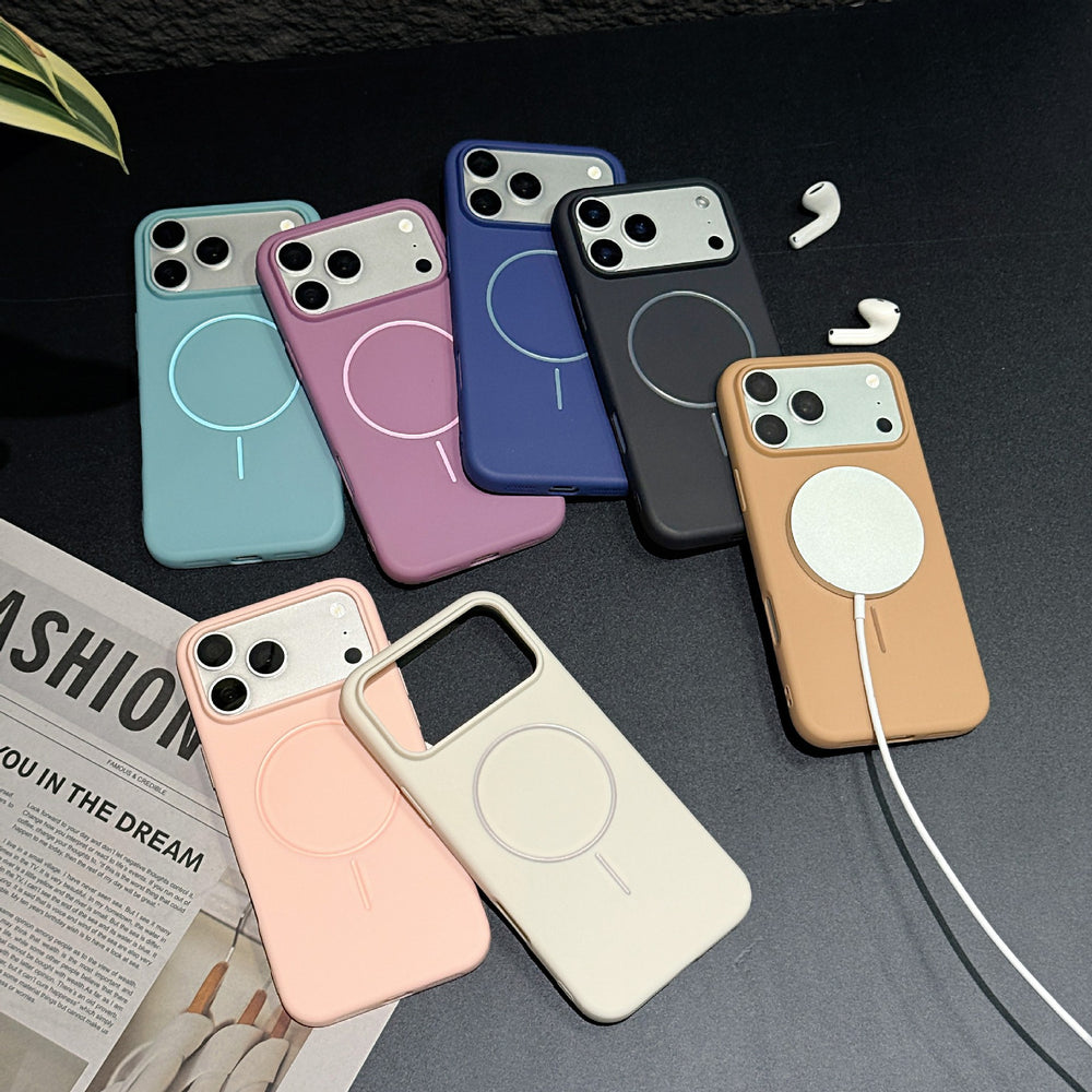 Suitable for apple 17air official tpu mobile phone case frosted magnetic iphone16pm pure color velvet mobile phone case