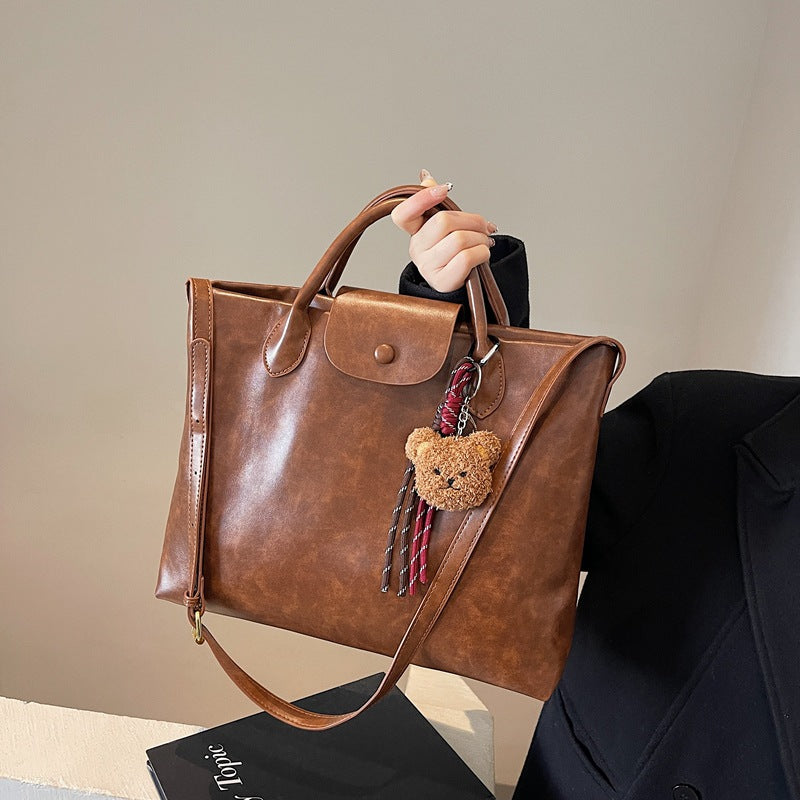 Cross-border retro commuter messenger bag women's large-capacity bags2025 winter new portable tote bag shoulder bag