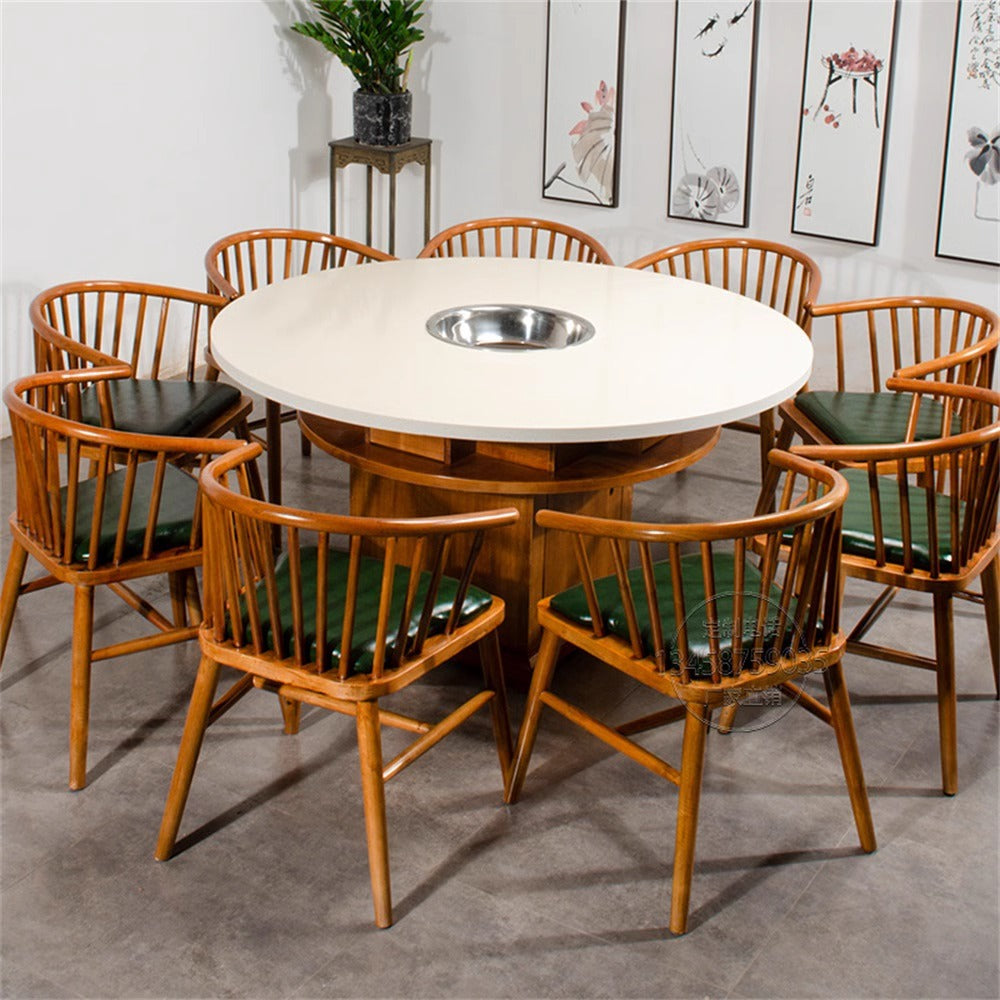 Customized hot pot barbecue table, smokeless purifier, induction cooker, integrated roasting and rinsing, skewers of fragrant barbecue shop, hot pot tables and chairs