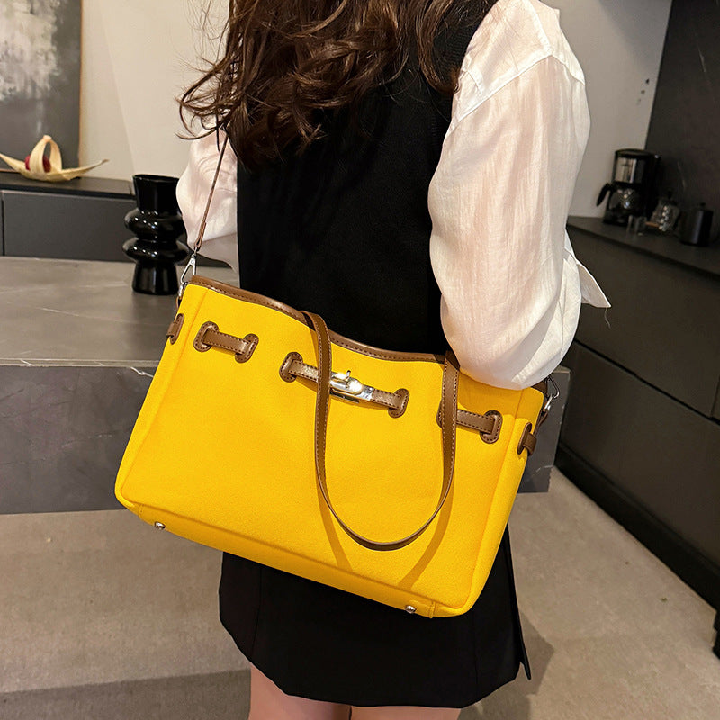 Cross-border casual Korean version canvas bag women's handbag large-capacity commuter tote bag fashion shoulder messenger bag