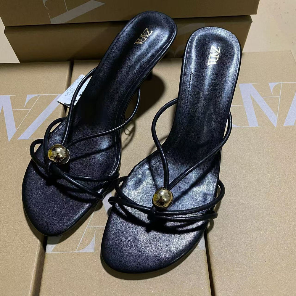 Za2025 new european and american style thin strap stiletto heel sexy criss-cross wrap open toe fashionable elegant high heel sandals for women