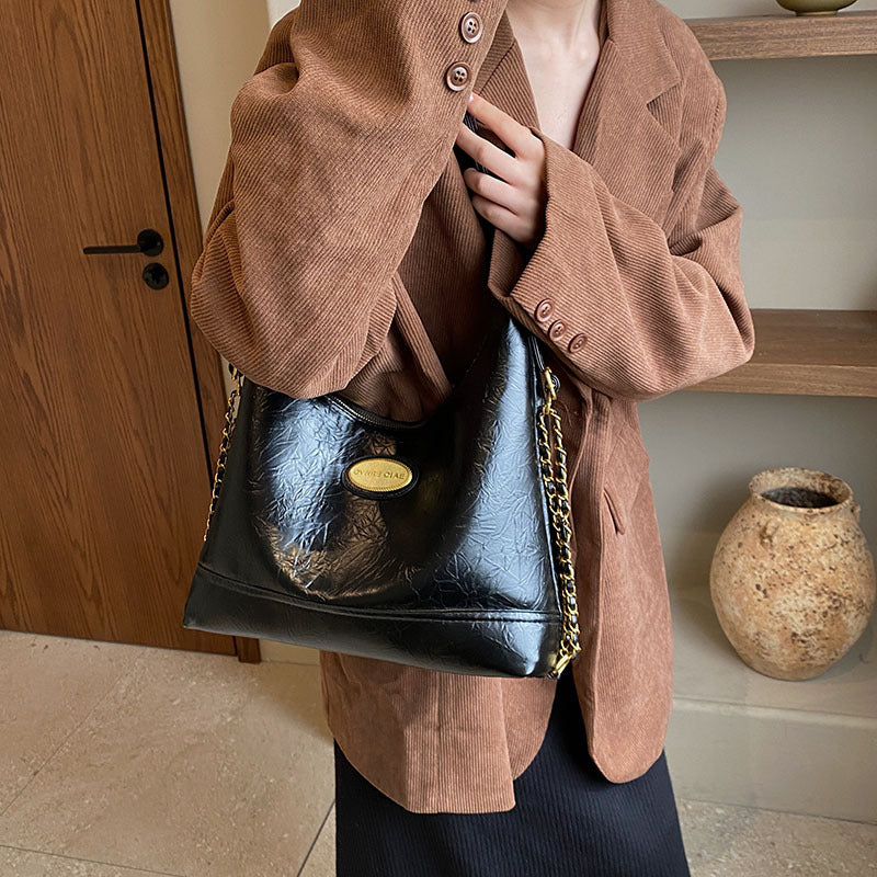 Foreign trade women's bag simple light luxury shoulder bag women's new 2025 spring and summer texture underarm bag large capacity messenger bag