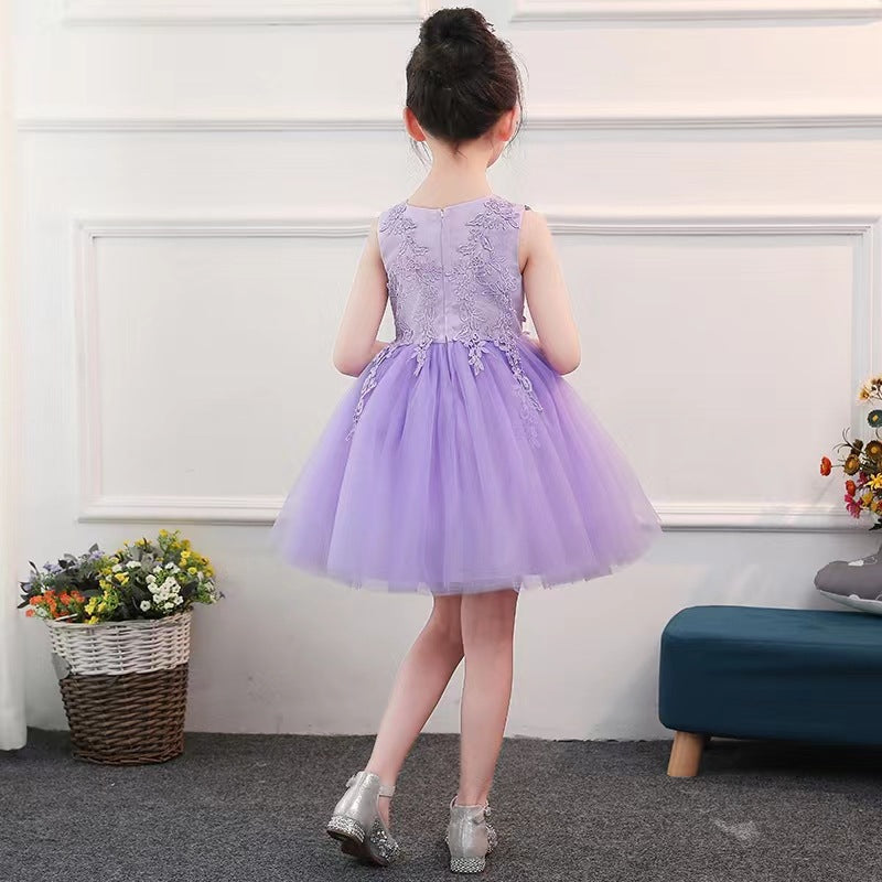 Kids' formal dresses, princess dresses, girls' tutu mesh skirts for toddlers and young children, kindergarten performance costumes, summer tank tops