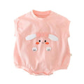 Summer baby clothes for girls, lightweight cute bunny short-sleeve romper, newborn bodysuit, outing outfit
