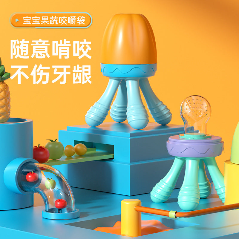English card baby cartoon bite le silicone mesh bag baby fruit feeding tableware complementary food fruit and vegetable le wholesale