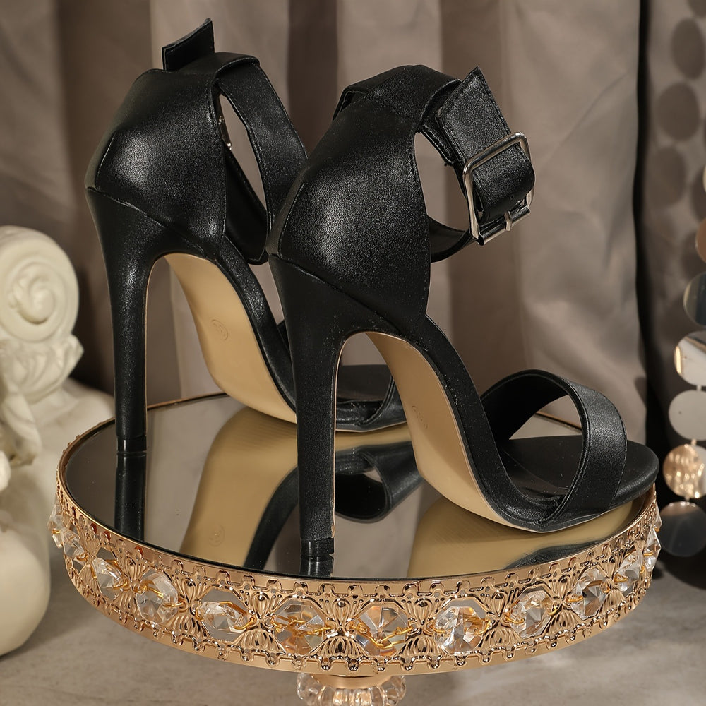 Women's black high heel sandals, ladies' mule heels, fashionable sexy casual women's shoes, 11.5cm heel height