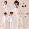 Kids' 100% cotton thermal underwear set - boys' and girls' spring/autumn warm printed pajamas