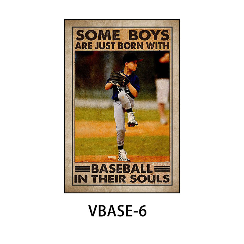 American retro baseball poster decorative painting gym gym hanging painting inspirational sports theme bar mural