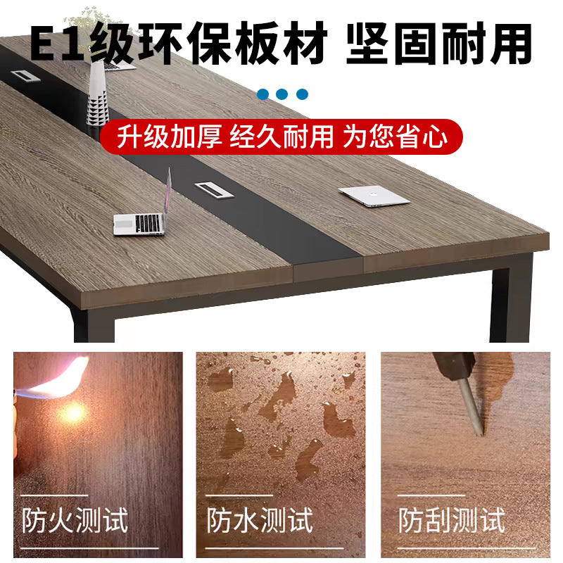 Conference table - modern minimalist long table for meeting rooms, reception, and negotiations - simple workstation desk and chair set
