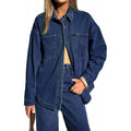 Amazon fashion elegant long sleeve button denim shirt women's  spring new style distressed denim jacket